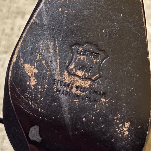 Stuart Weitzman Black Satin Slingback Kitten Heels 10.5M Rhinestone Strap - Picture 9 of 9